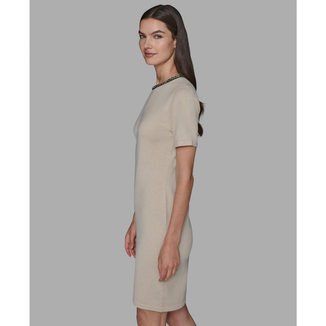 Robe pull 'Rhinestone Embellished Crew Neck' pour Femmes