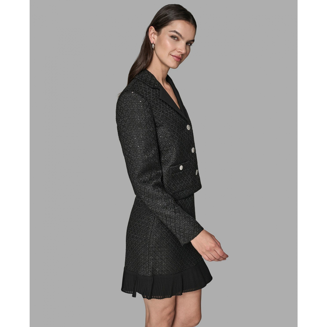 'Novelty Cropped Button Front Jacket' pour Femmes