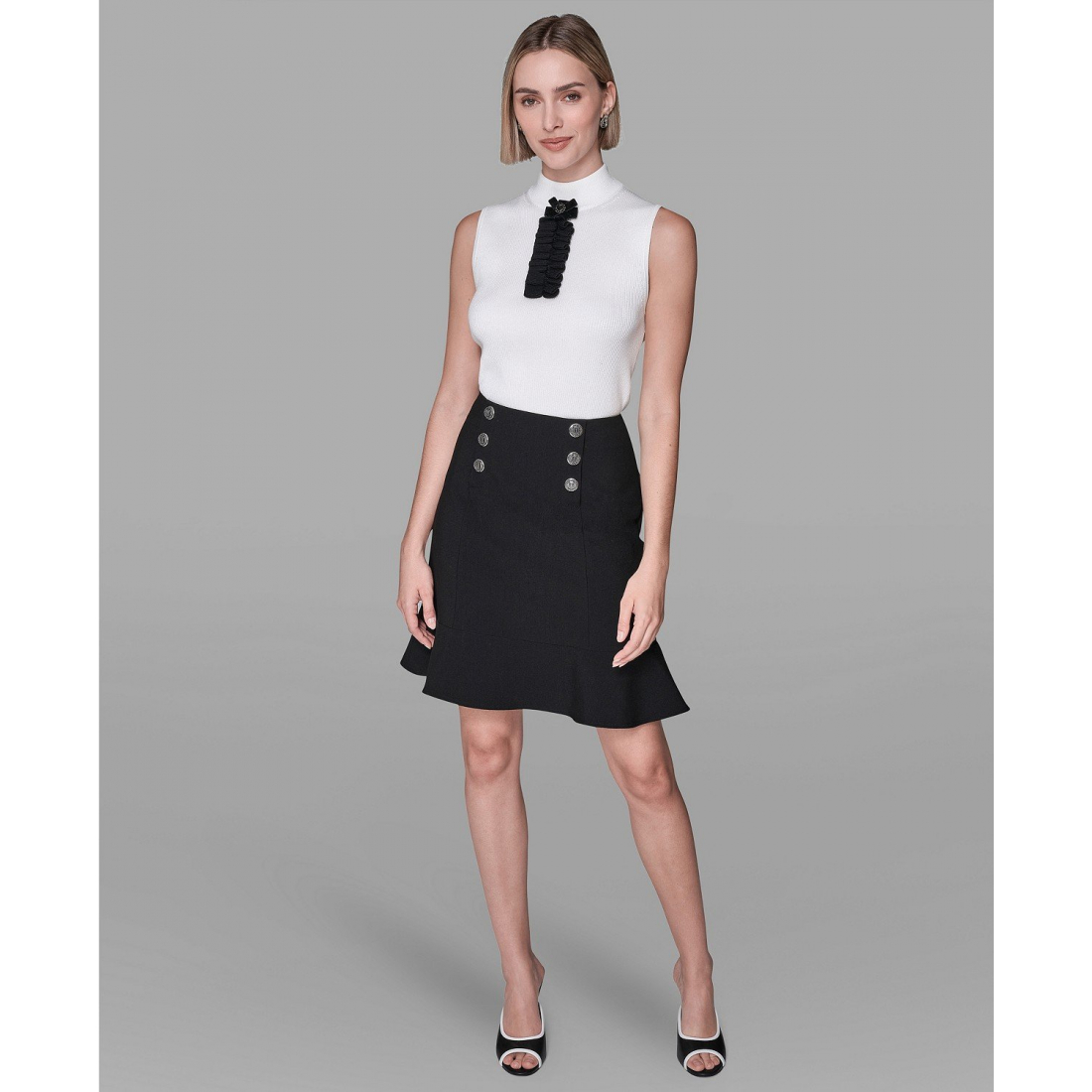 'Button-Detailed Peplum Skirt' pour Femmes