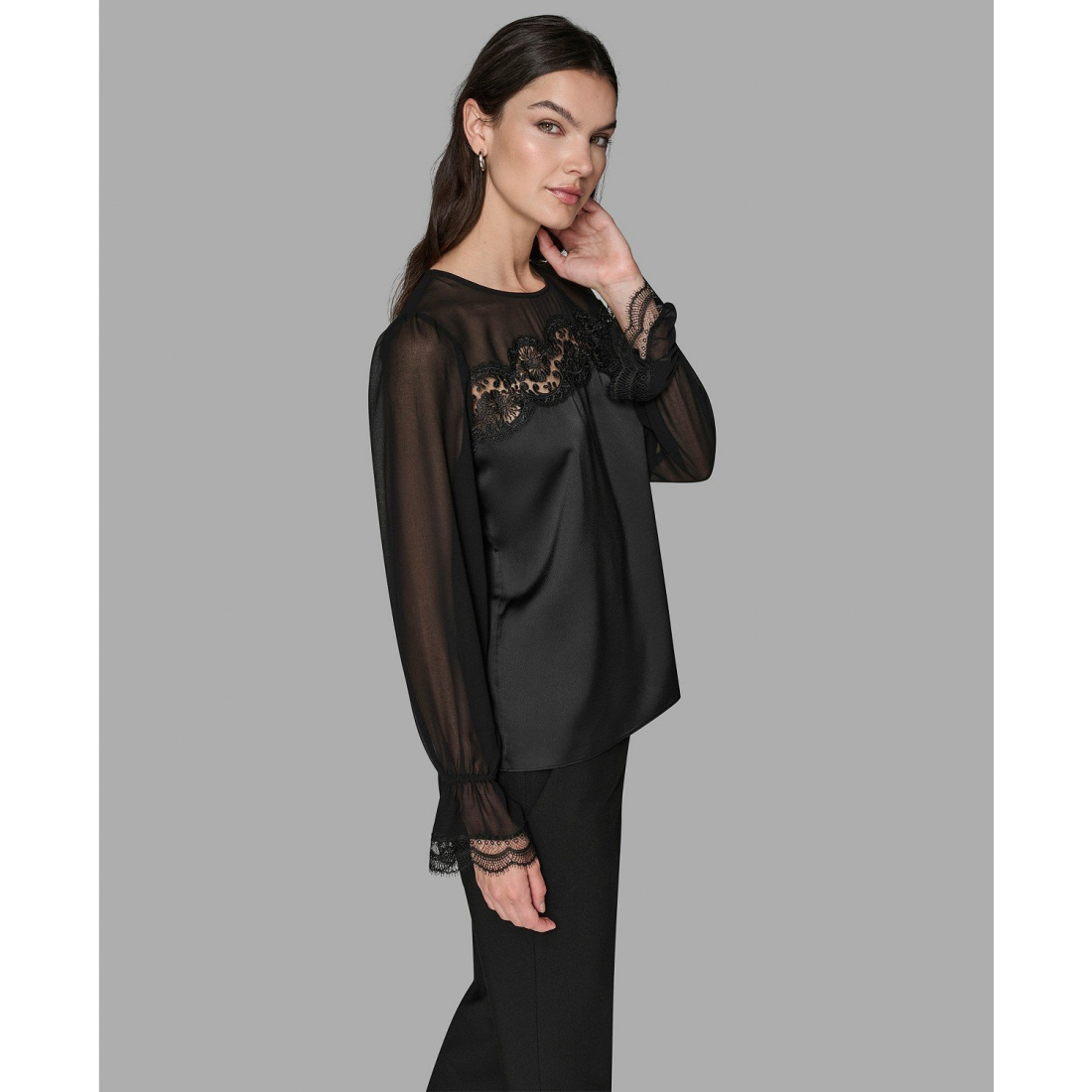'Long Sleeve Lace Top' pour Femmes