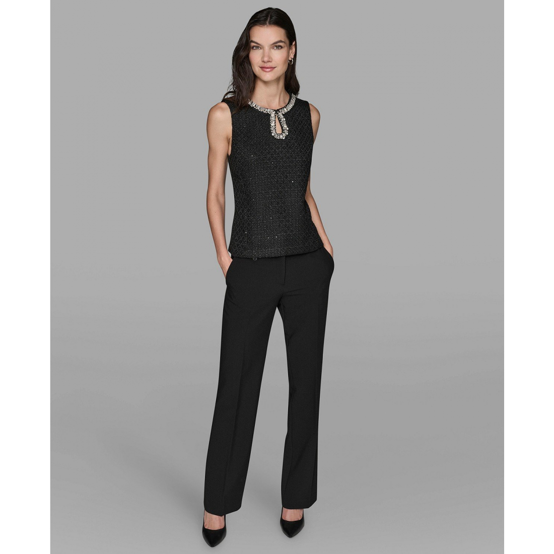 'Novelty Embellished Neck Top' pour Femmes