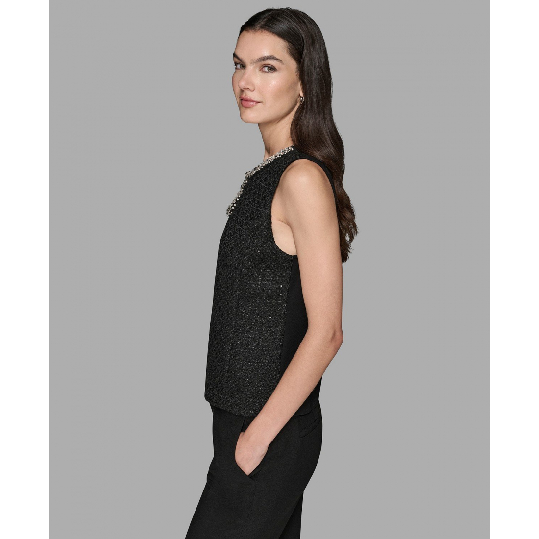 'Novelty Embellished Neck Top' pour Femmes