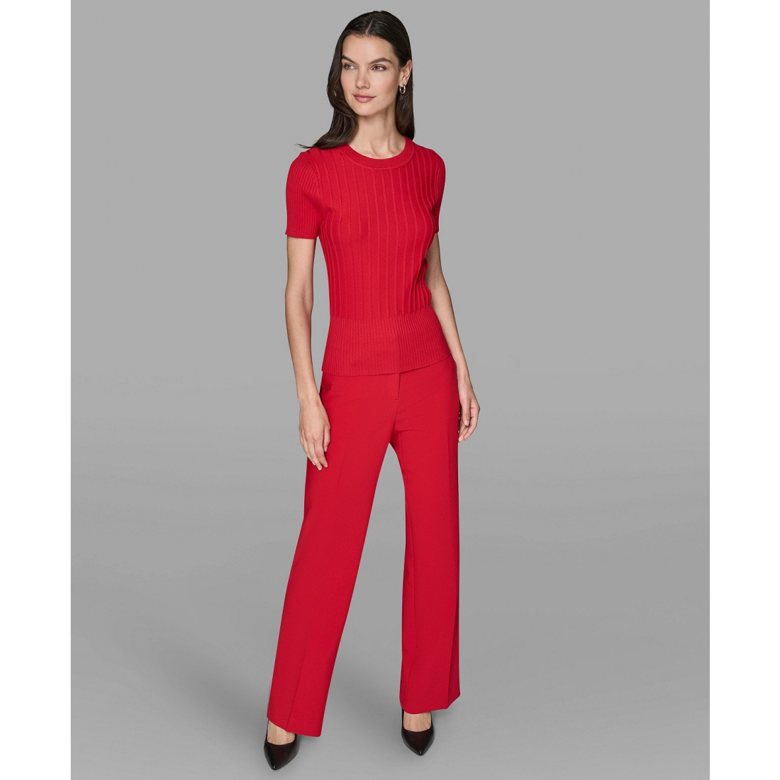 'Short Sleeve Sweater Knit Top' pour Femmes