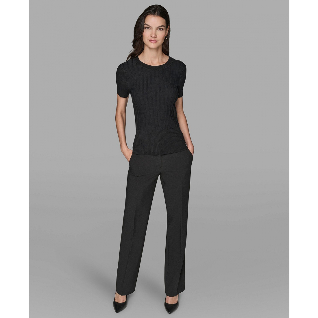 'Short Sleeve Sweater Knit Top' pour Femmes