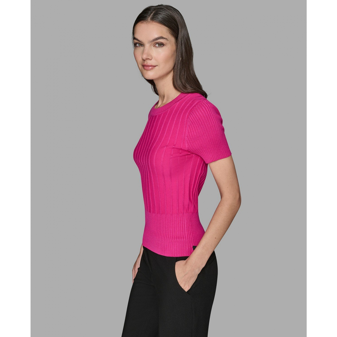 'Short Sleeve Sweater Knit Top' pour Femmes