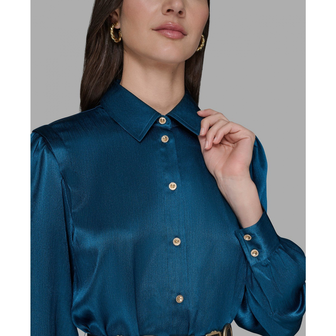 'Collared Belted Shirt Dress' pour Femmes