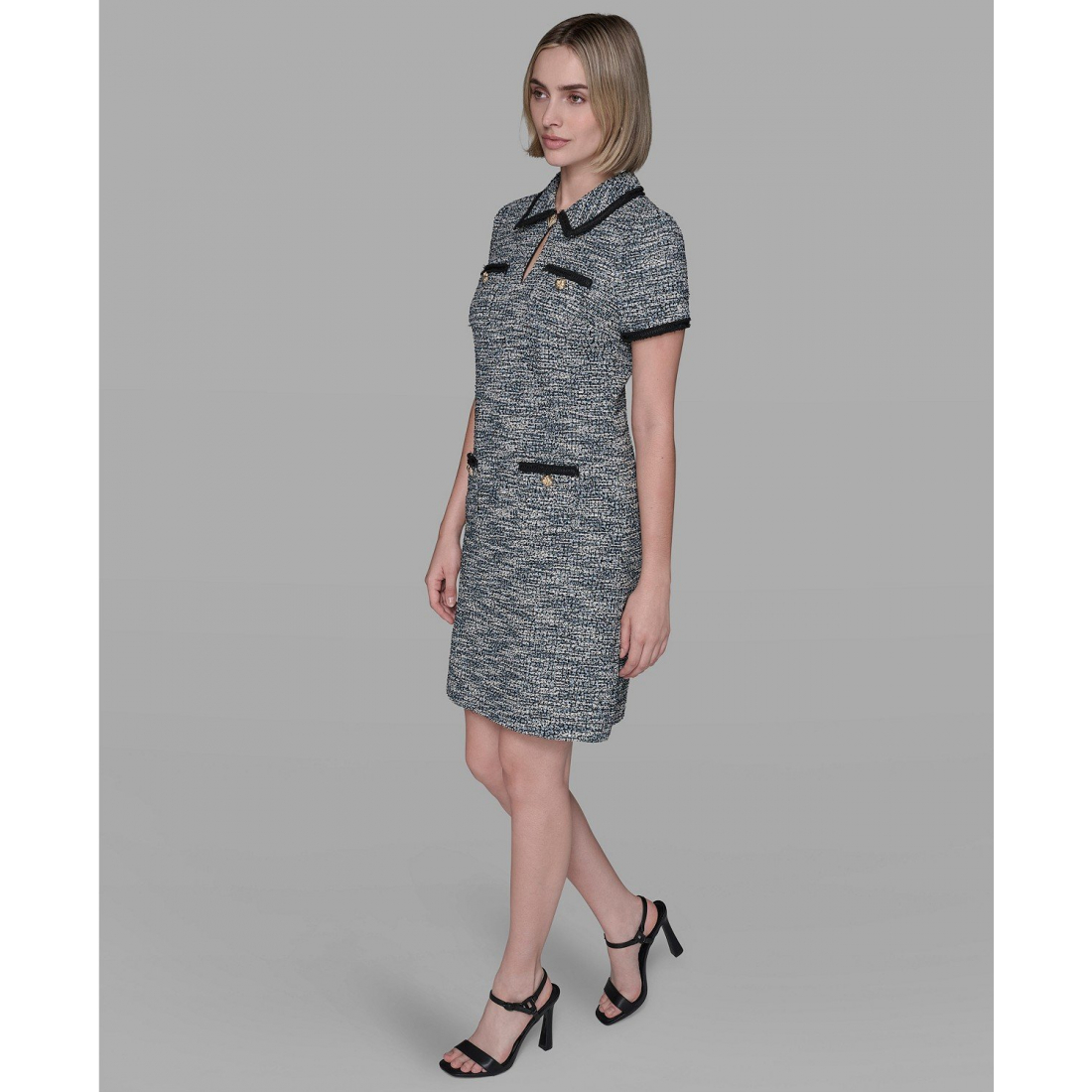'Tweed Collared Shift Dress' pour Femmes