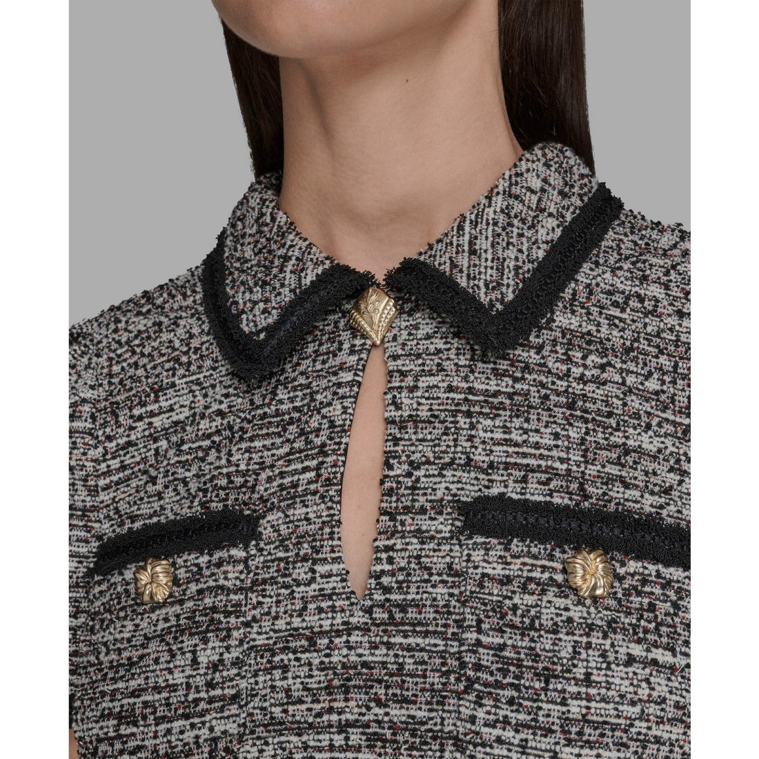 'Tweed Collared Shift Dress' pour Femmes