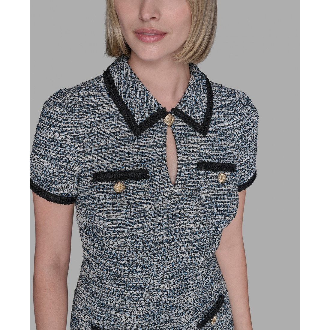 'Tweed Collared Shift Dress' pour Femmes