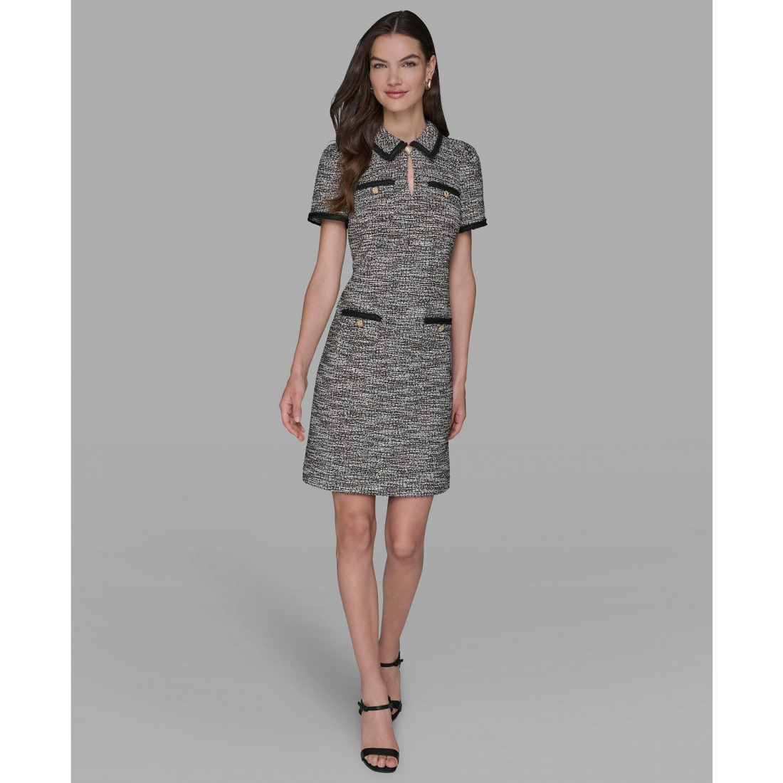 'Tweed Collared Shift Dress' pour Femmes