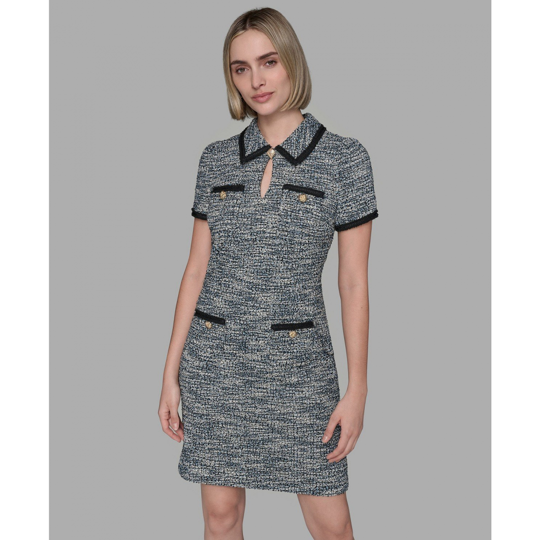 'Tweed Collared Shift Dress' pour Femmes