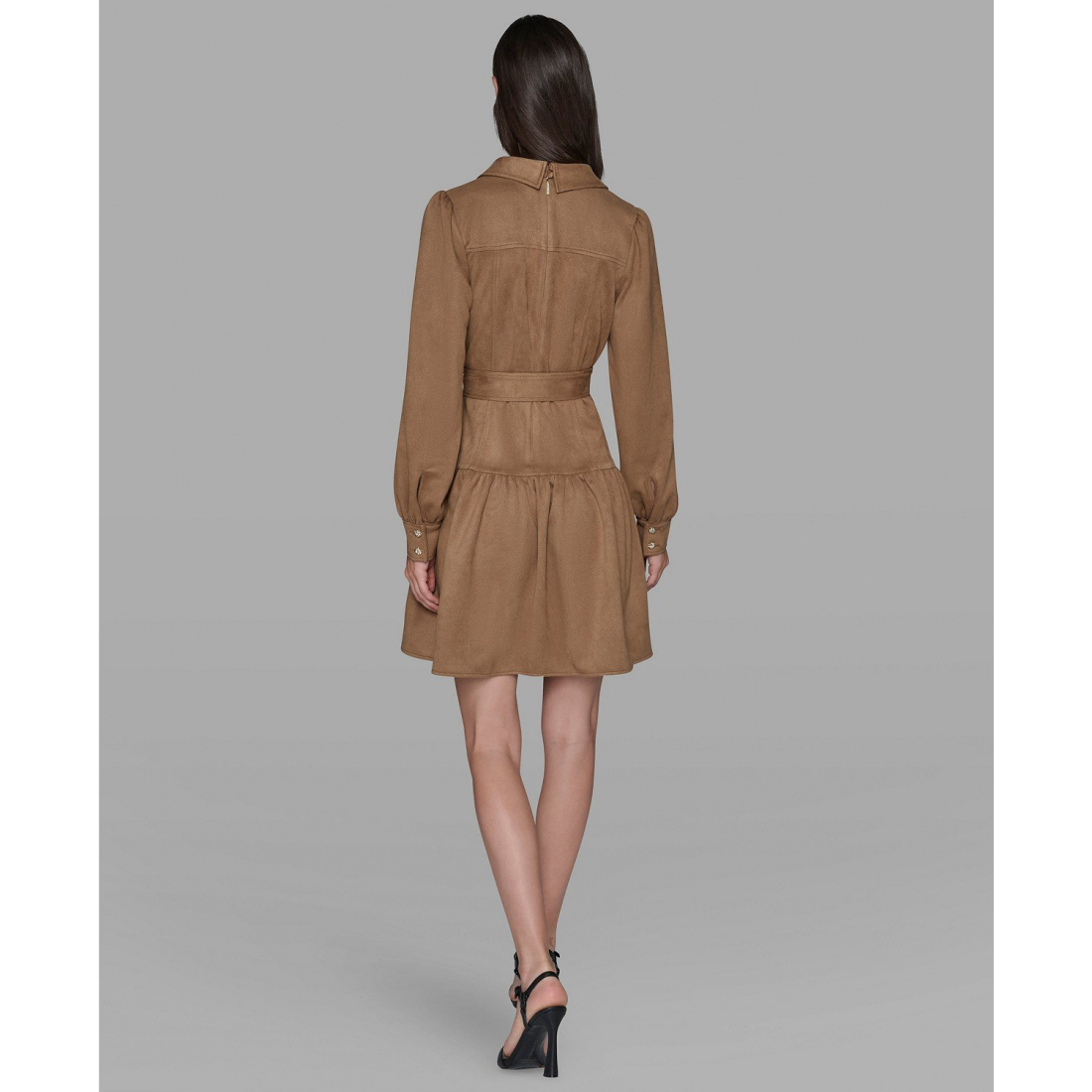 'Suede Collared Shirt Dress' pour Femmes