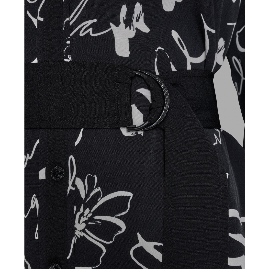 'Printed Silky Crepe Belted Shirt Dress' pour Femmes