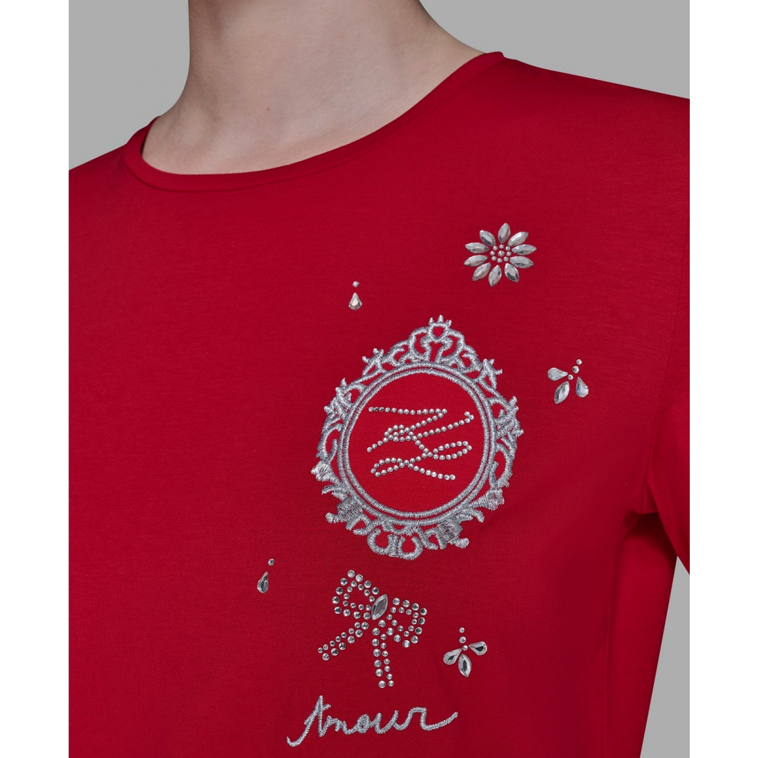 'Crewneck Embellished Icon T-Shirt' pour Femmes