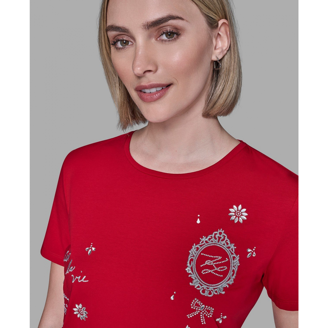 'Crewneck Embellished Icon T-Shirt' pour Femmes