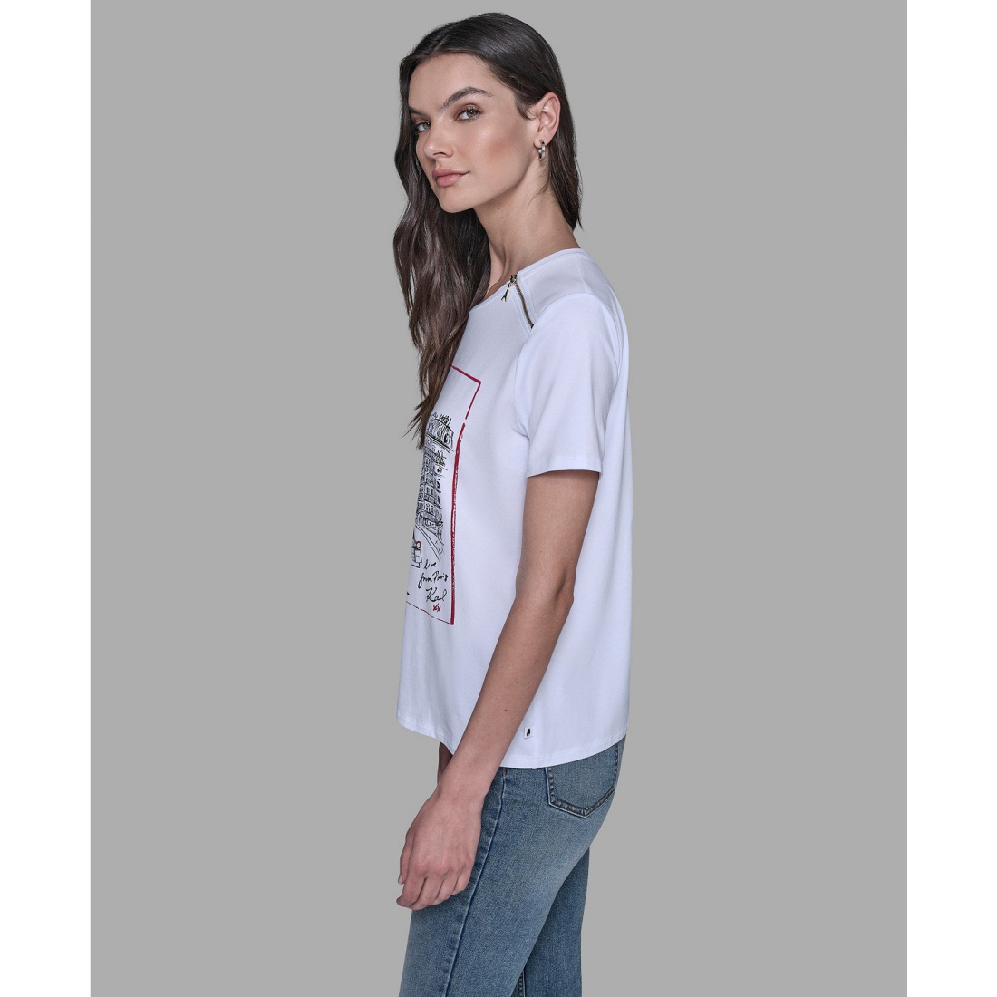 'Zip-Shoulder T-Shirt' pour Femmes