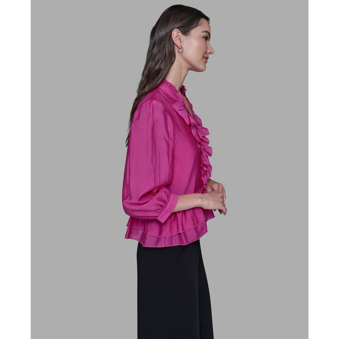 'V-Neck Ruffle Detail Top' pour Femmes