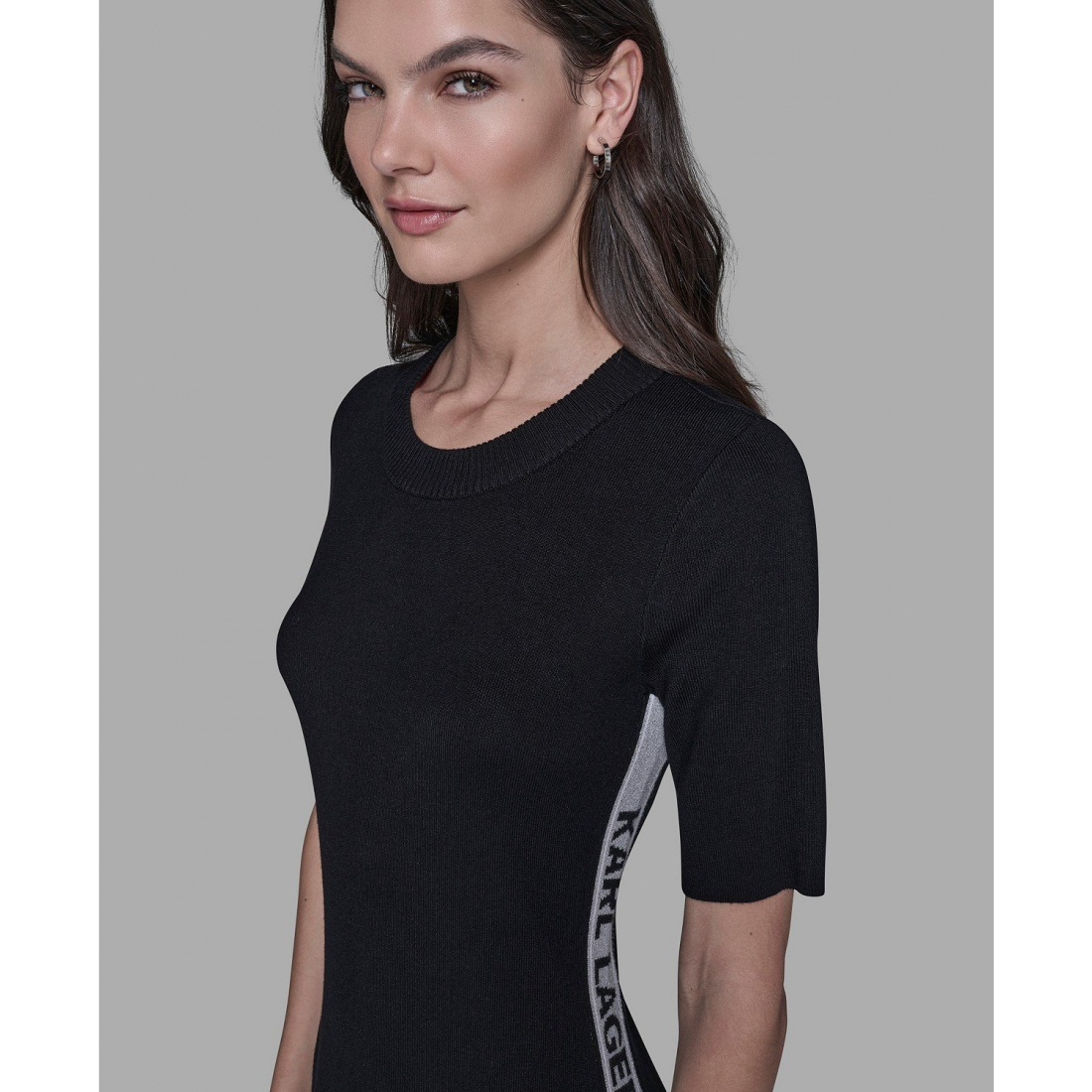 'Mock Neck Logo Trim Dress' pour Femmes