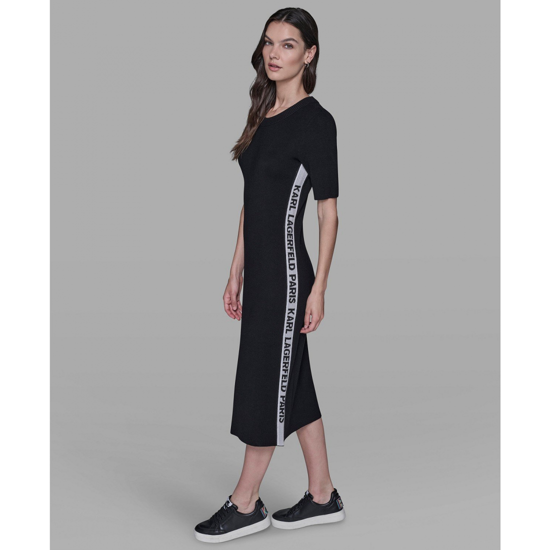 'Mock Neck Logo Trim Dress' pour Femmes