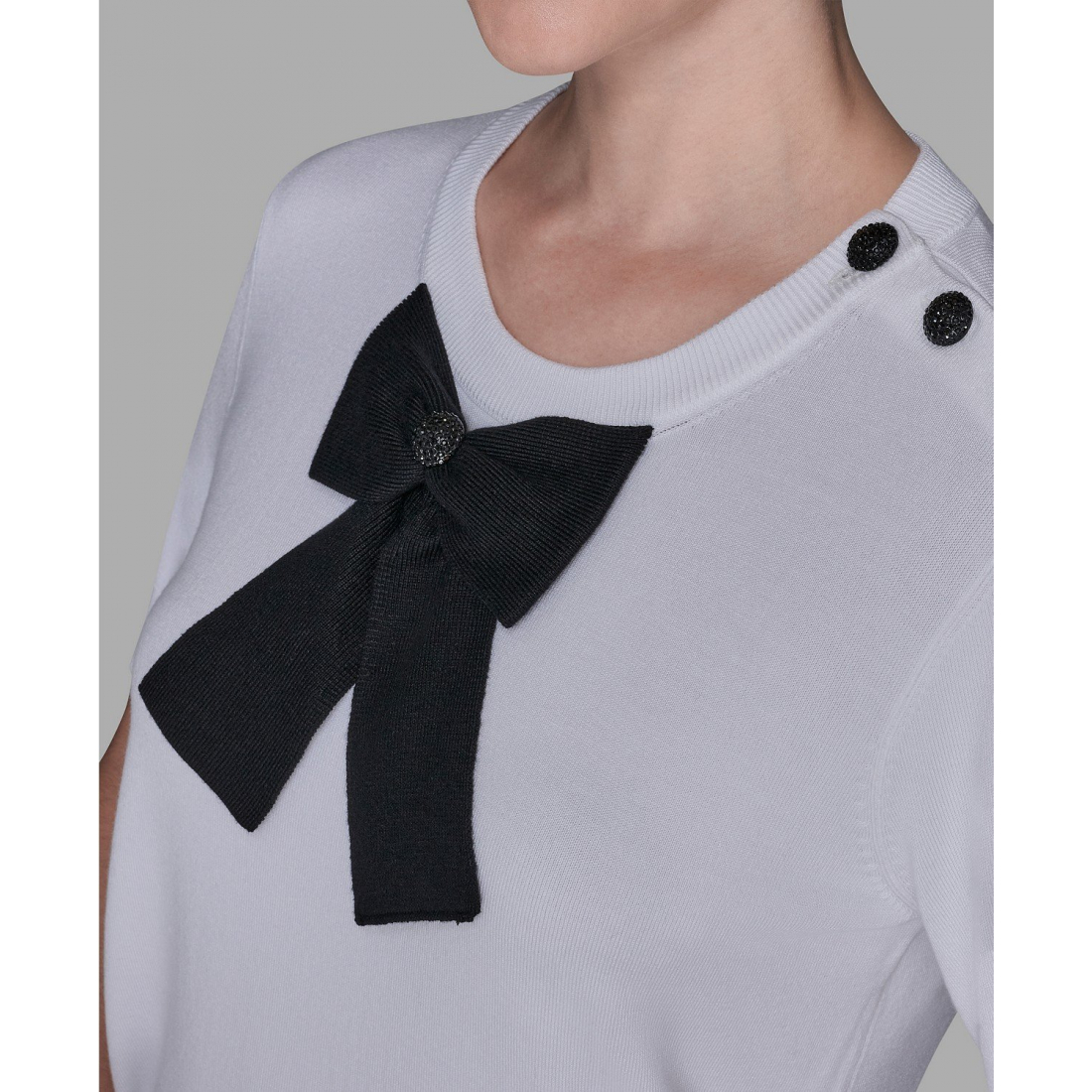 'Crewneck Big Bow Applique Detail Sweater' pour Femmes