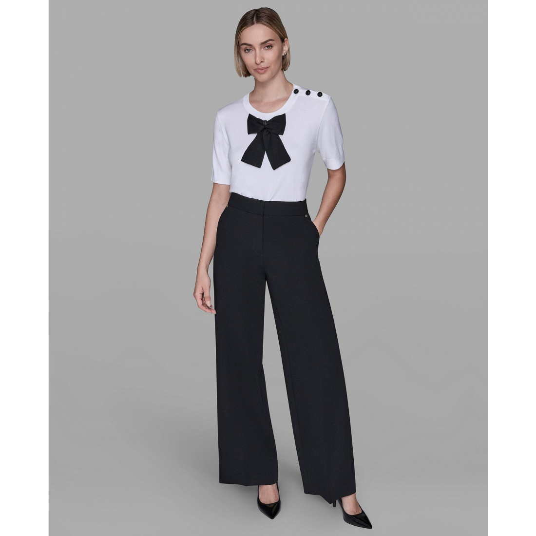 'Crewneck Big Bow Applique Detail Sweater' pour Femmes