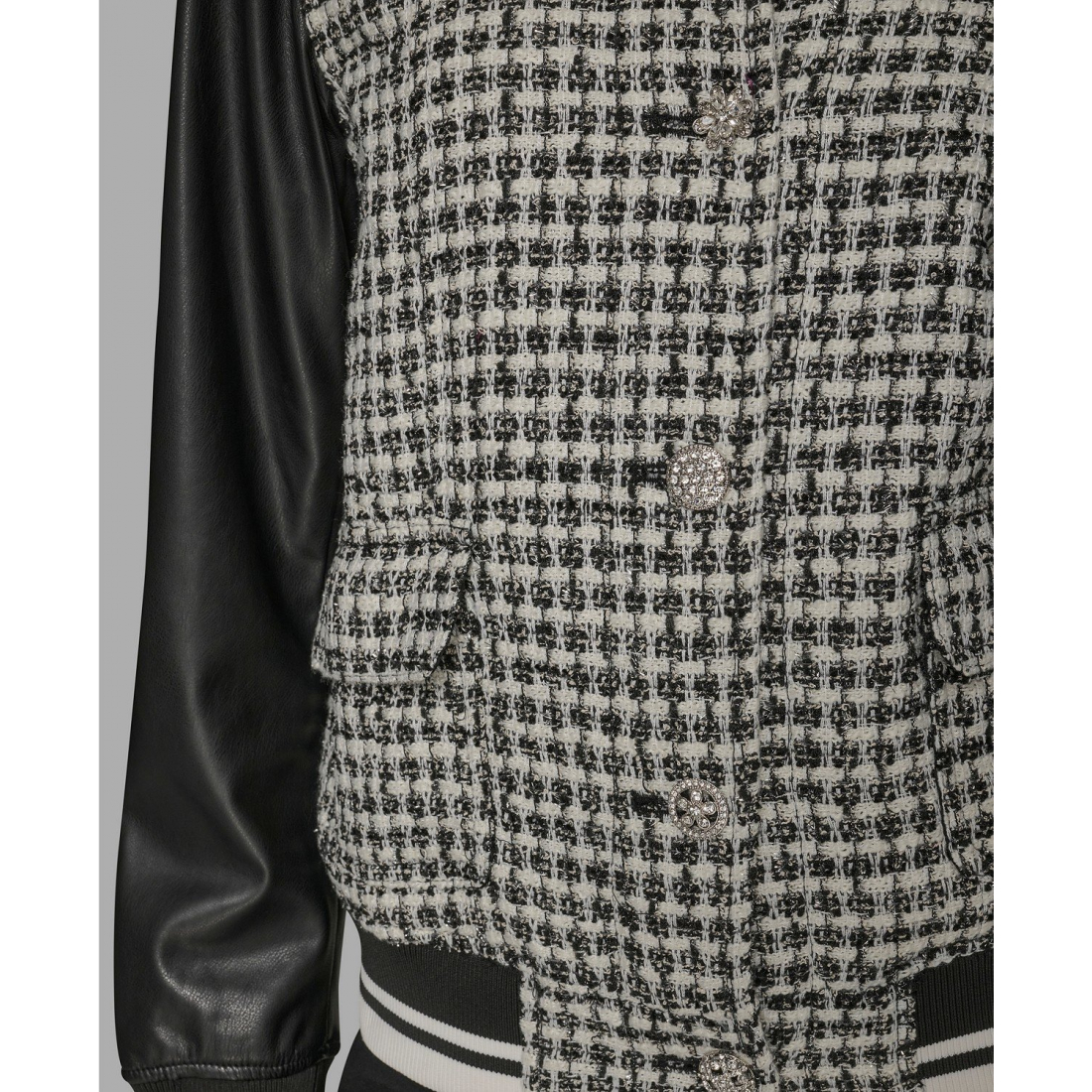 'Collar Neck Mixed Media Jacket' pour Femmes