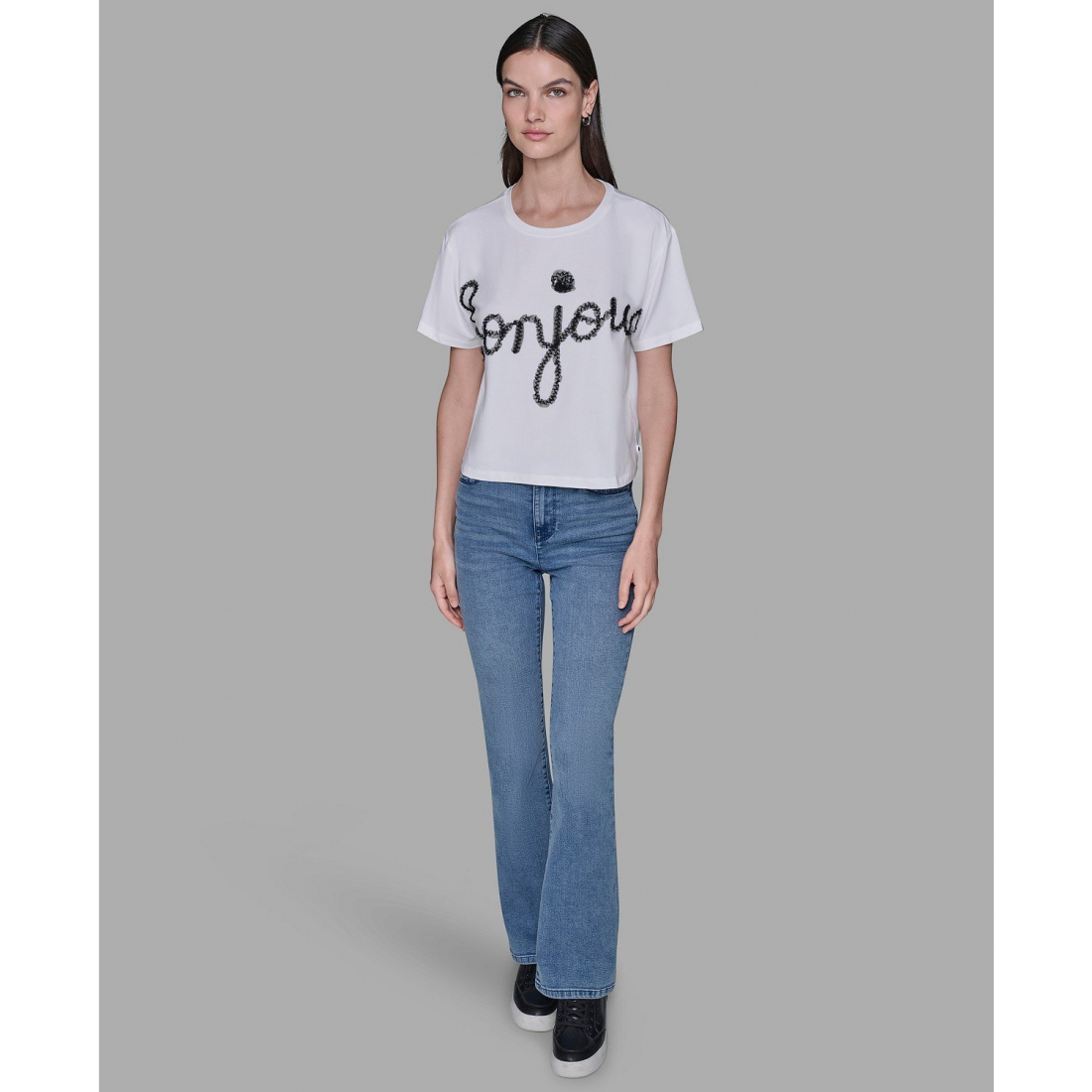 'Crewneck Bonjour Printed T-Shirt' pour Femmes