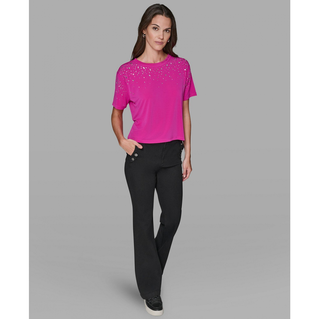 'Crewneck Embellished Top' pour Femmes