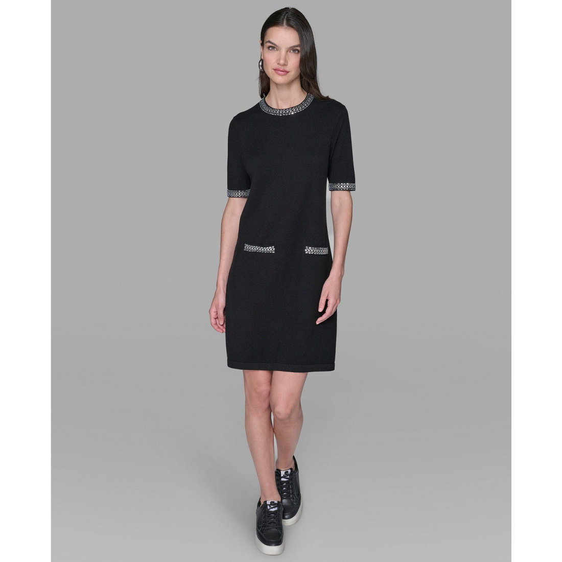 'Crewneck Embellished Shift Dress' pour Femmes