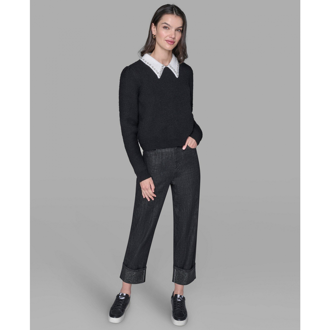 'Contrast Collar Sweater' pour Femmes