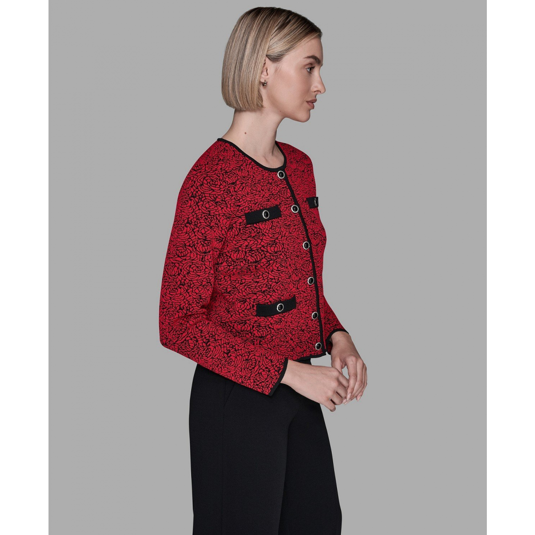 'Crewneck Pocket Detail Cardigan' pour Femmes