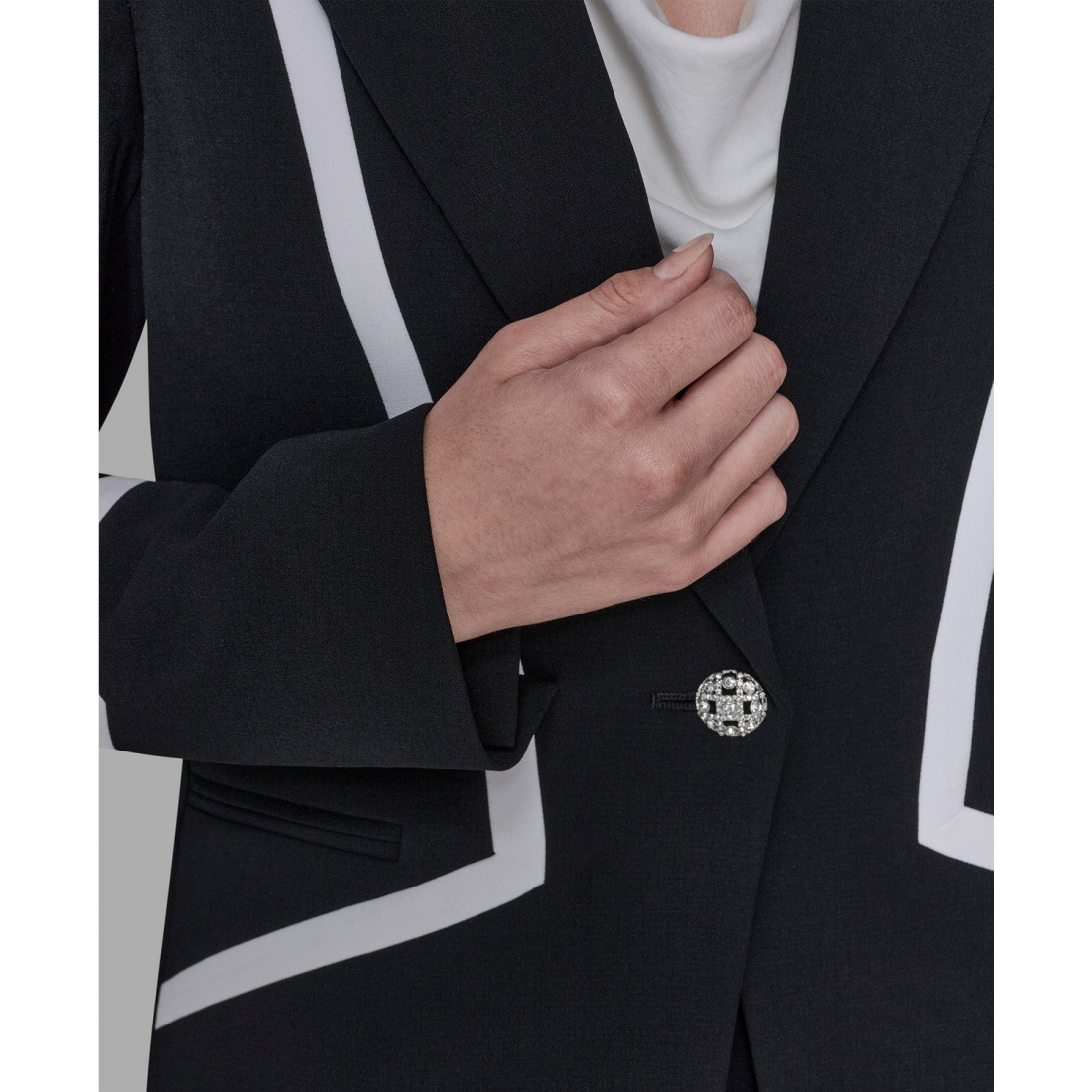 'Collar Contrast Trim Blazer' pour Femmes