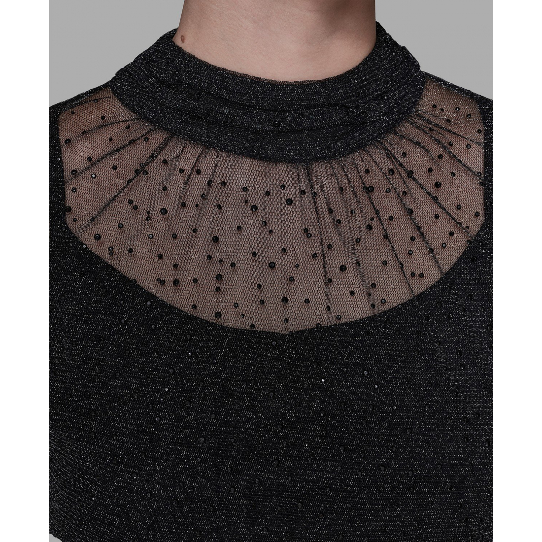 'Metallic Mesh High Neck Top' pour Femmes