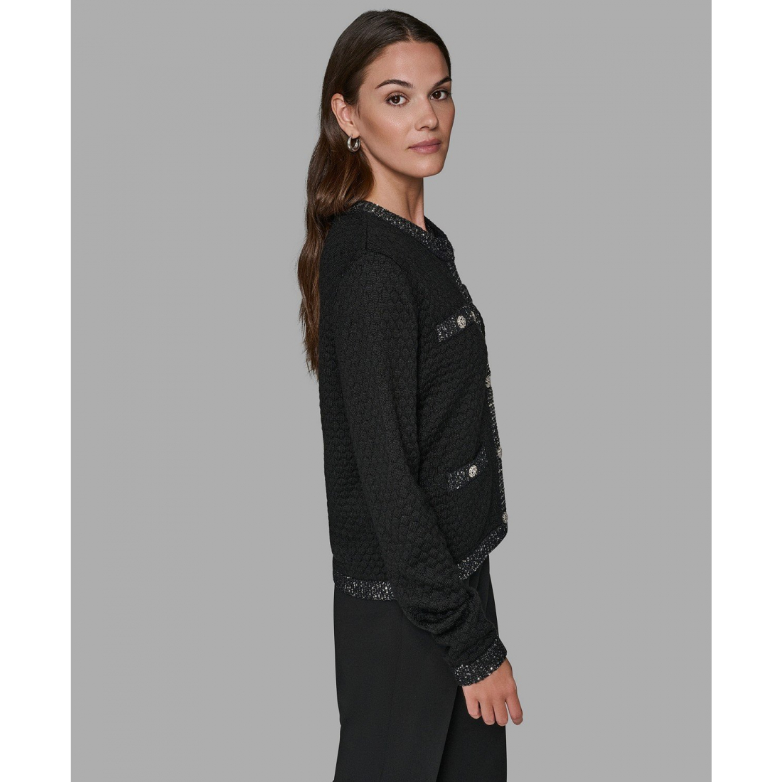 'Crewneck Textured Cardigan' pour Femmes