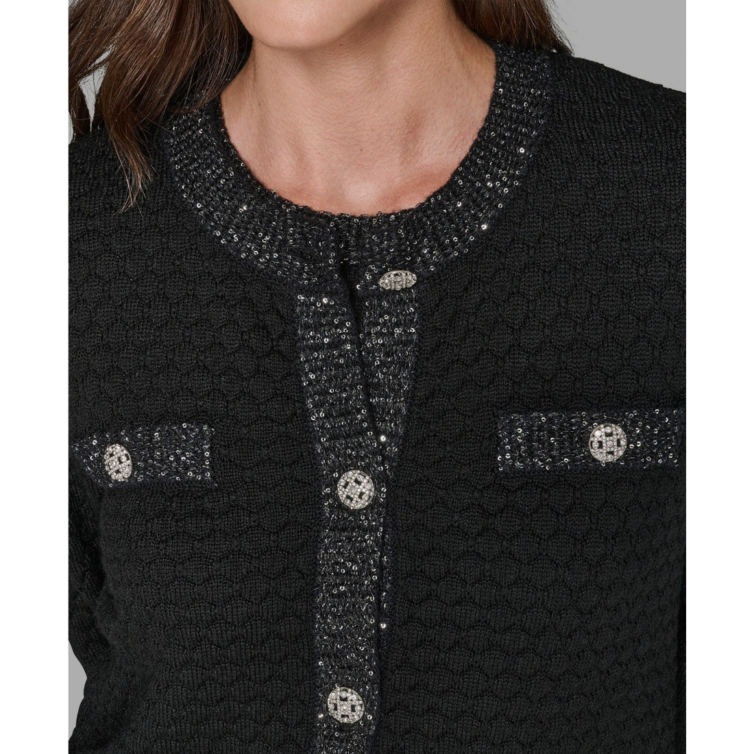 'Crewneck Textured Cardigan' pour Femmes