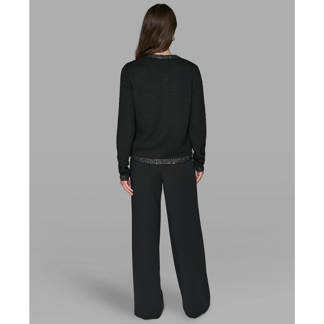 'Crewneck Textured Cardigan' pour Femmes