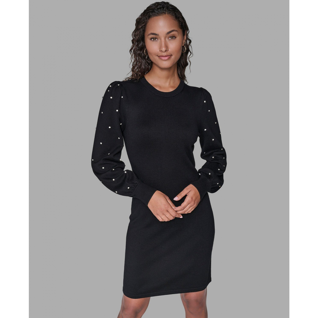 'Embellished Crew Neck Sweater Dress' pour Femmes