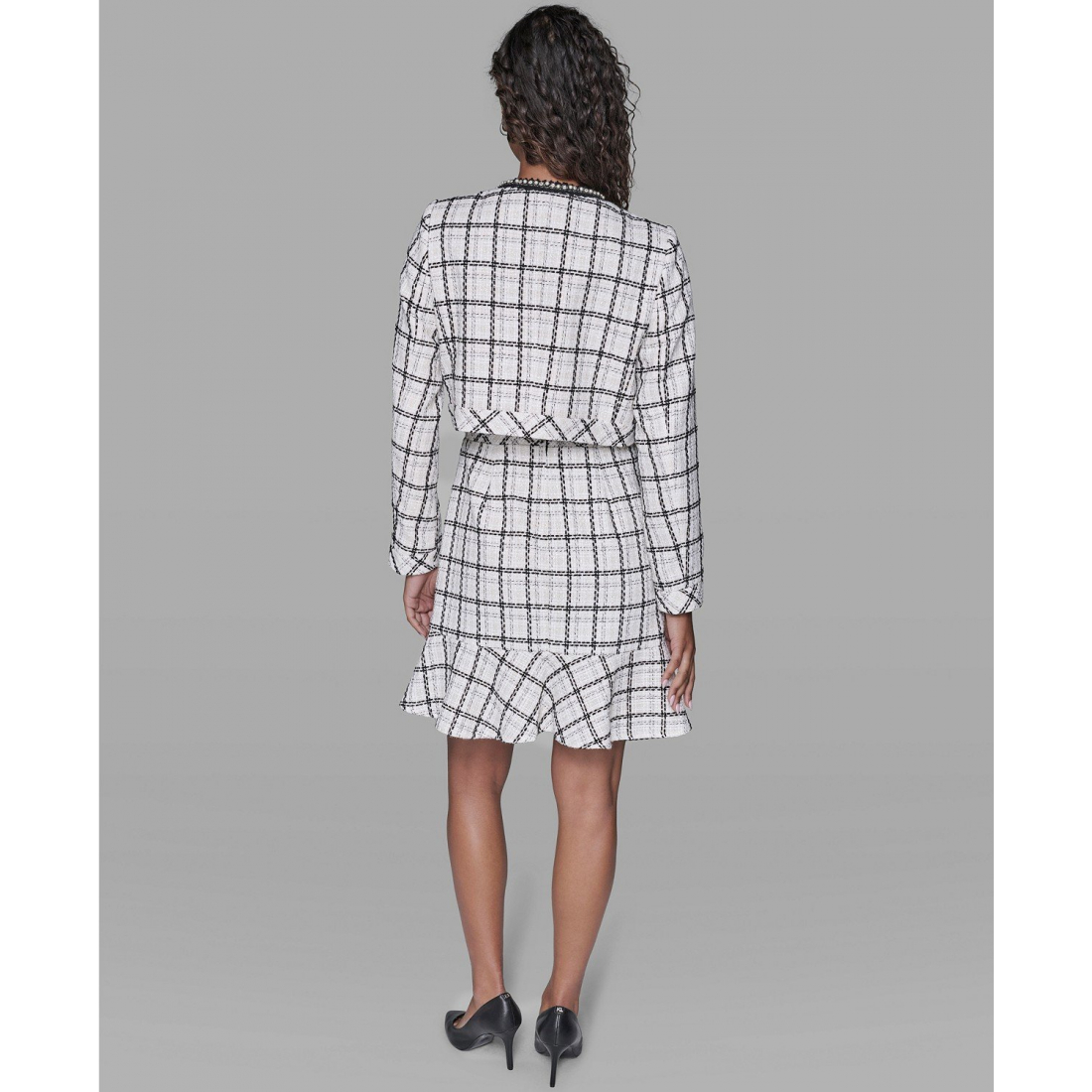 'Metallic Glen Plaid Tweed Jacket' pour Femmes
