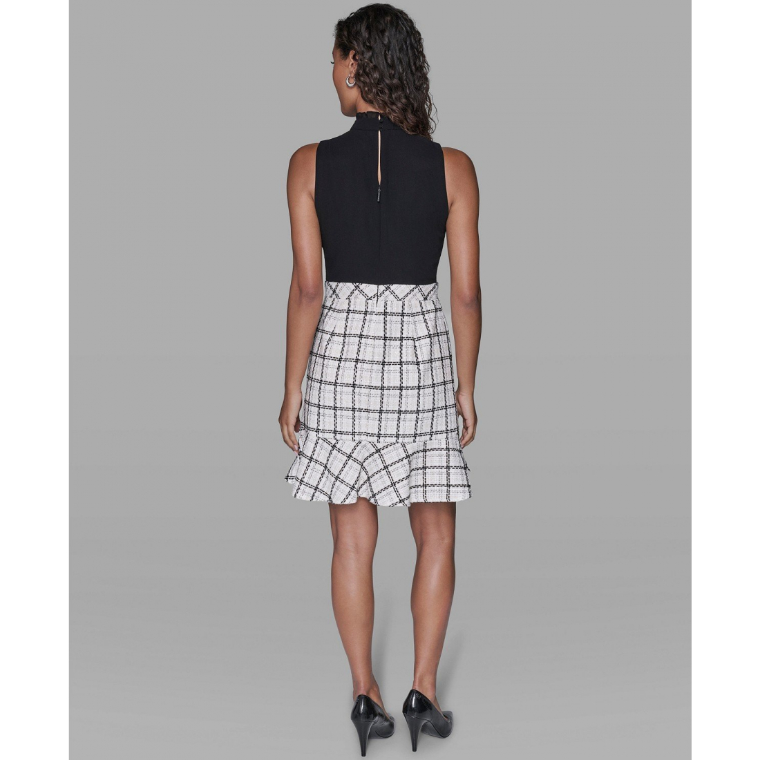 'Mock Neck Flounce Hem A-Line Dress' pour Femmes