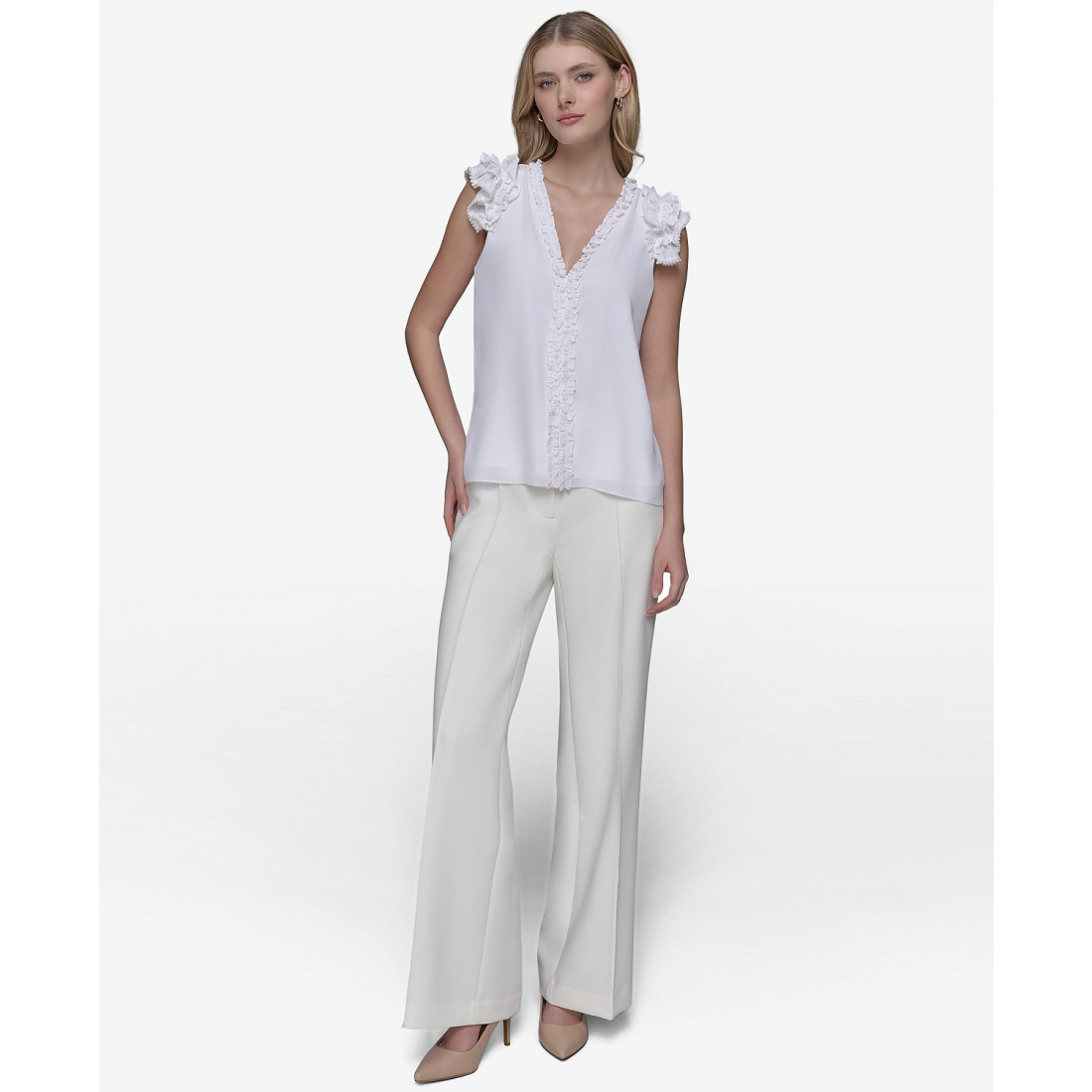 'Ruffled Sleeveless Top' pour Femmes