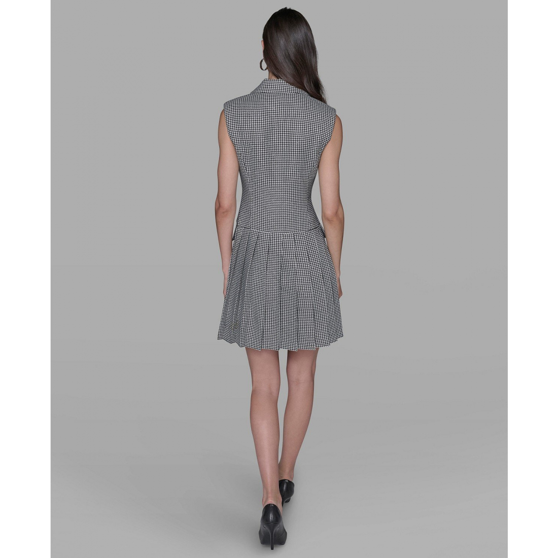 'Houndstooth Notched Collar Jacket Dress' pour Femmes
