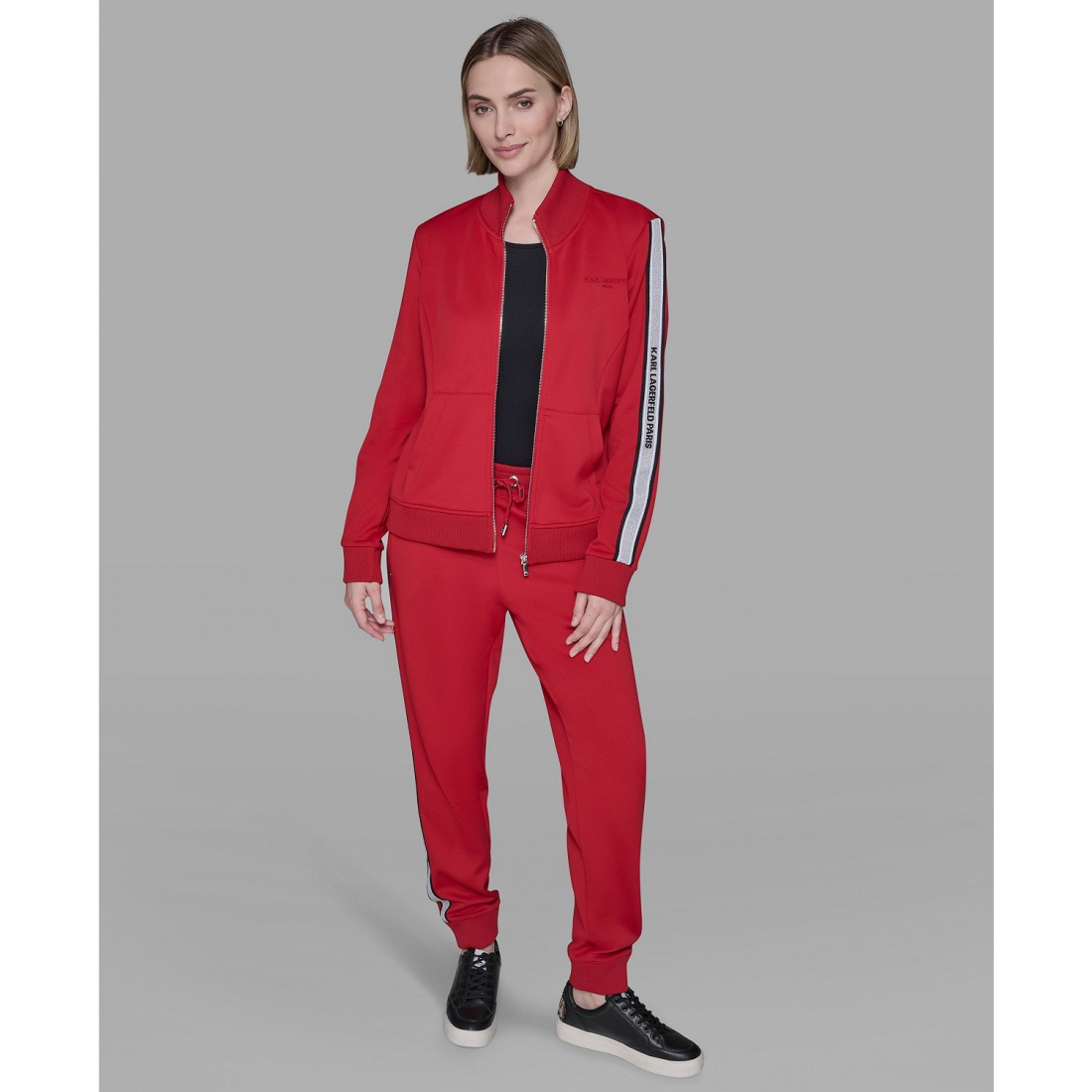 'Logo Tape Zip Up Jacket' pour Femmes