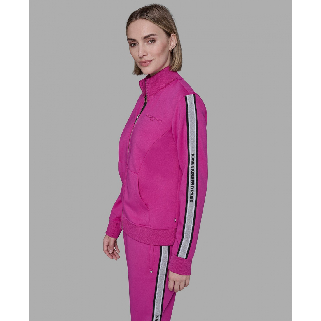 'Logo Tape Zip Up Jacket' pour Femmes