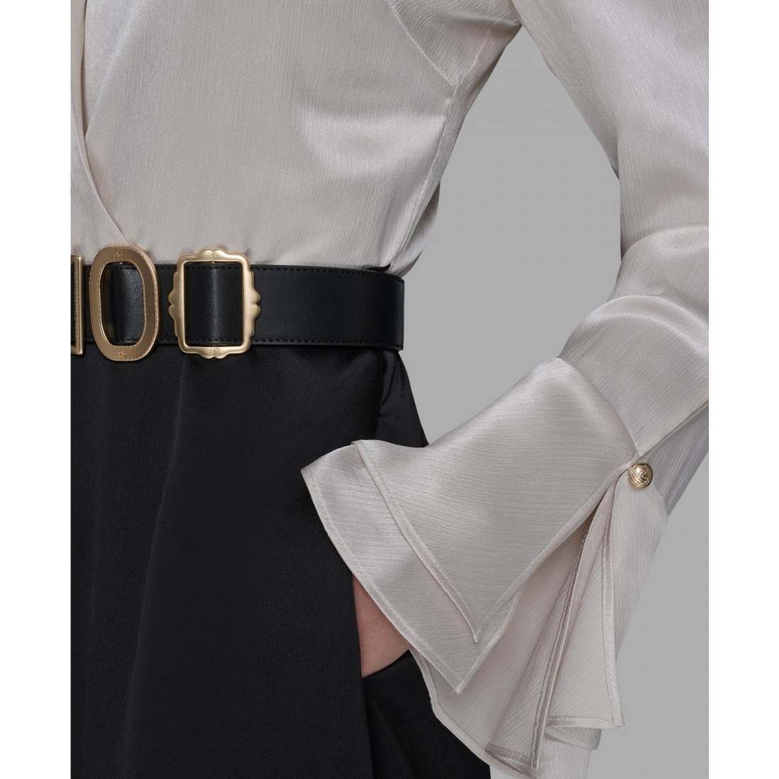 'Two Tone Collared Midi Dress' pour Femmes