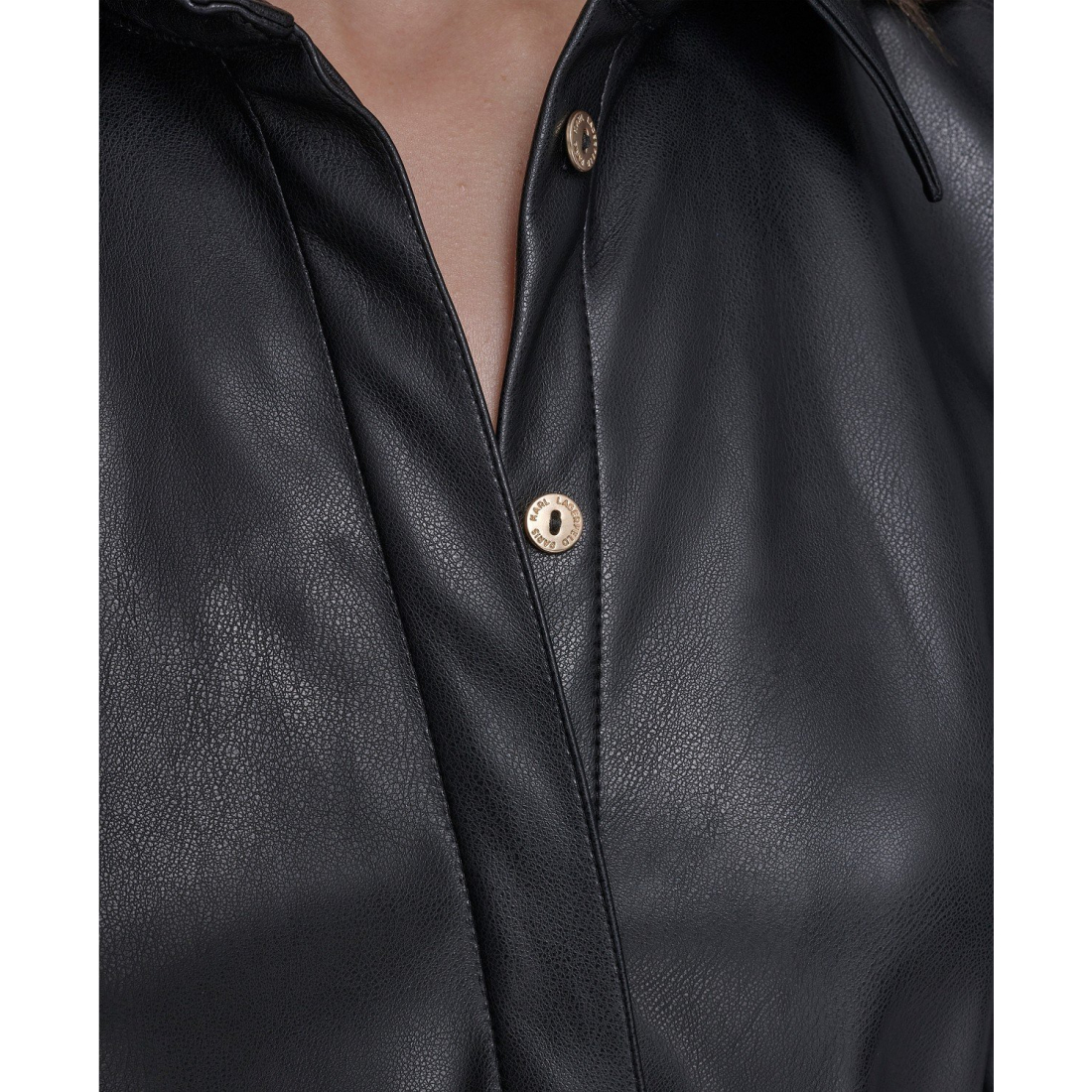 'Faux Leather Belted Shirt Dress' pour Femmes