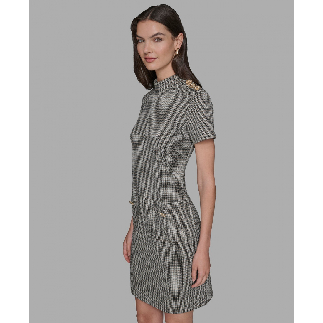 'Houndstooth Pocket Dress' pour Femmes