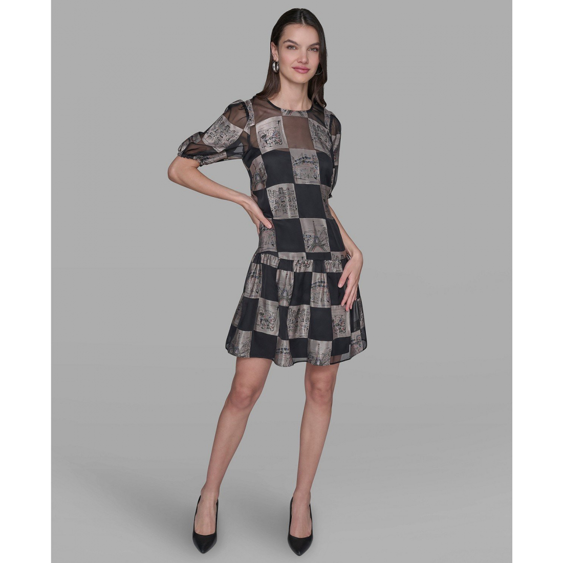 'Graphic Burnout Printed Crew Neck Dress' pour Femmes