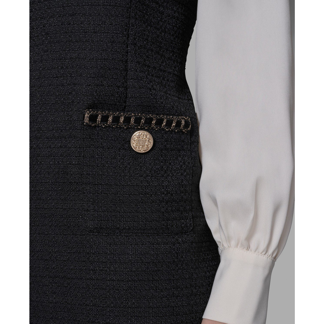 'Textured Tweed Two-Tone Collar Dress' pour Femmes