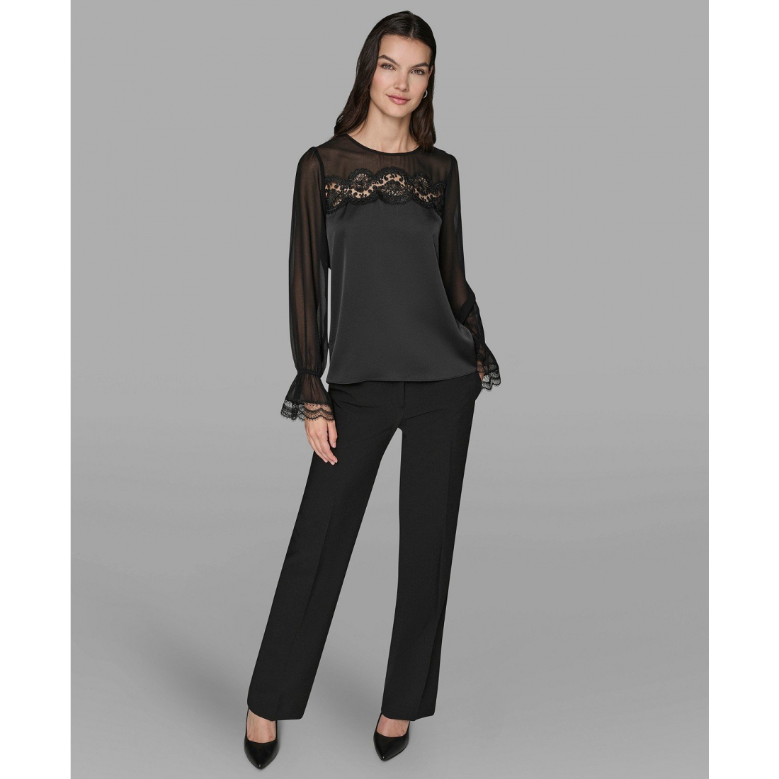 'Long Sleeve Lace Top' pour Femmes