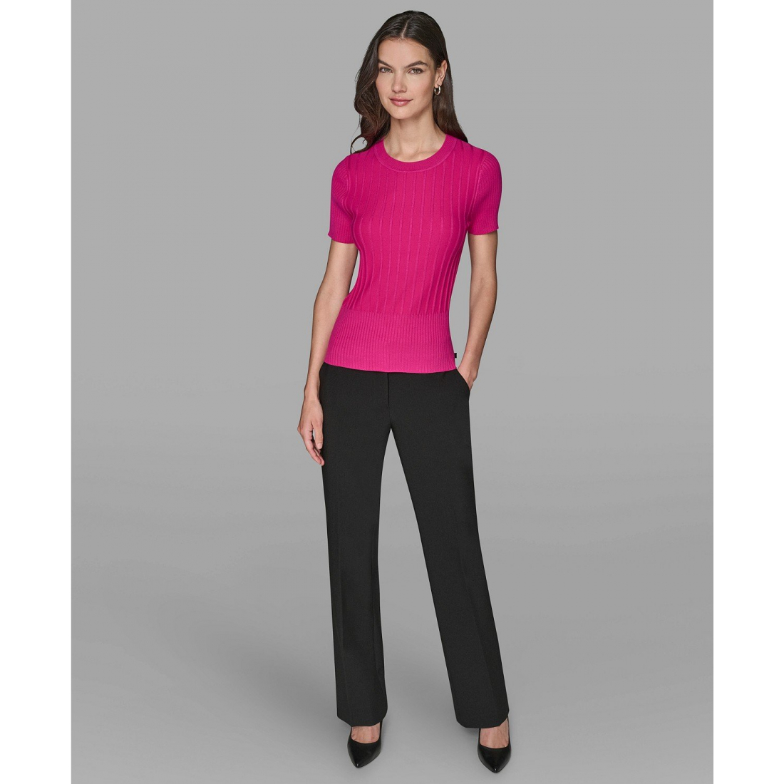 'Short Sleeve Sweater Knit Top' pour Femmes